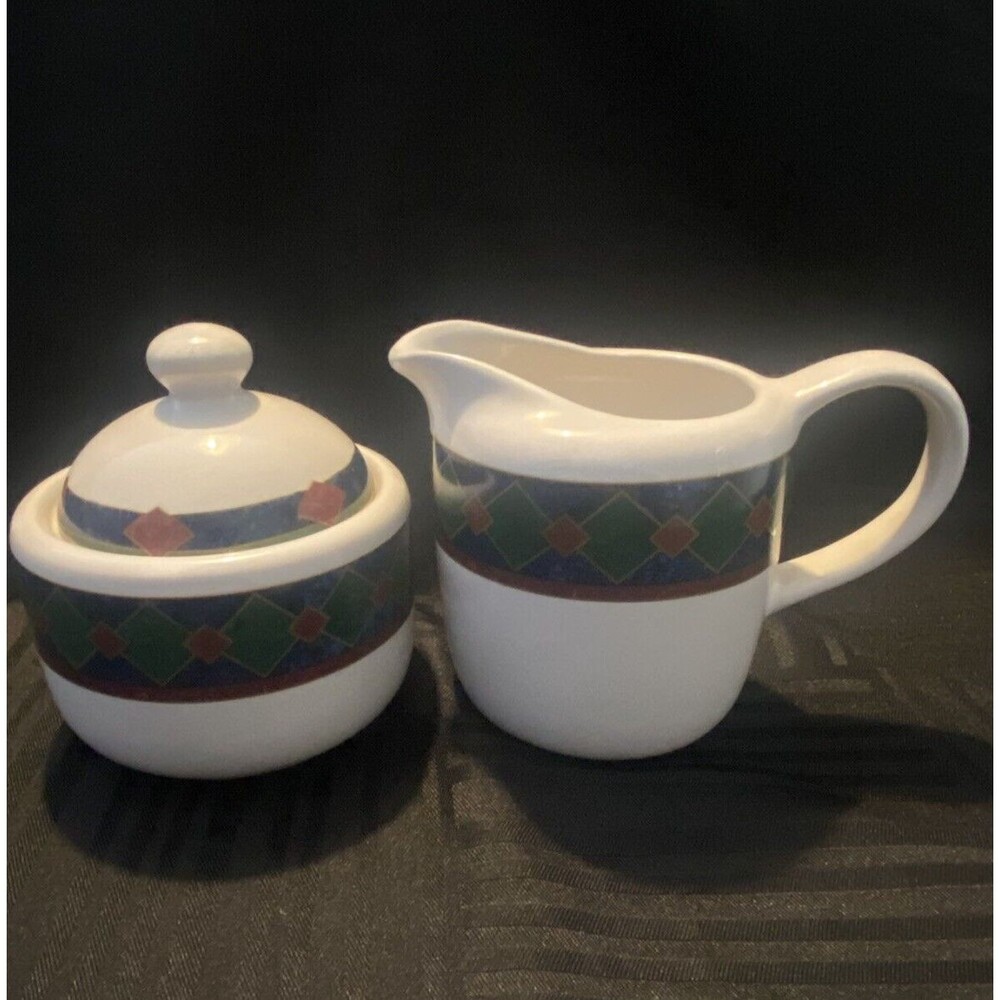 Vintage Pfaltzgraff Amalfi Classic Sugar Bowl With Lid And Creamer Set
